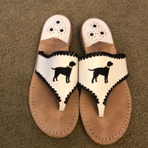 Jack Rogers Black Lab Embroidered Sandals - Size 8